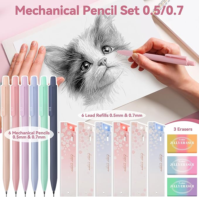 61 PCS Aesthetic School Supplies with Cute Pencil Case, Pastel No Bleed Highlighters, Gel & Erasable Pens, Mechanical Pencils, Refills, Complete Essentials Stationery Kit for Students (Pink)
