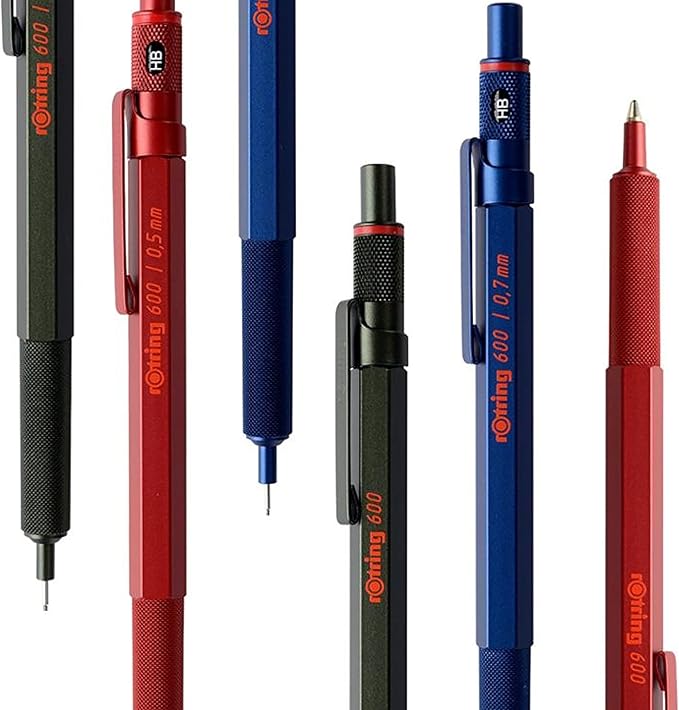 rOtring 600 Ballpoint Pen Medium Point Black Ink Black Barrel Refillable