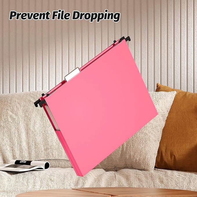Hanging File Folders Letter Size, 12 Pack File Folders Hanging with Tabs, File Cabinet Folder, 1 Inch Plastic Filing Folders Hanging Expandable for Bulk Files/Medical Charts, Assorted Colors