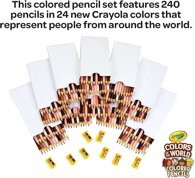 Crayola Colors of the World Skin Tone Colored Pencils Classpack (240ct), Bulk Colored Pencils for Classrooms, Teacher Supplies, Gifts