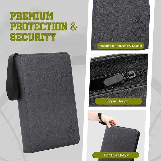 Trading Card Binder with Sleeves 9 Pocket Premium 720 Double Sided Pocket PU Card Collection Binder, Collectible Albums Card Folder for MTG, TCG, Sports Cards