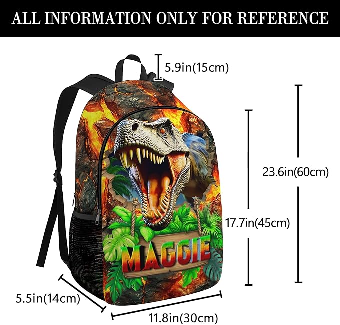 Dinosaur Backpack for Boys Custom Kids Backpacks with Lunch Box Personalized Name Bookbag Back to School Gifts for Elementary Middle School