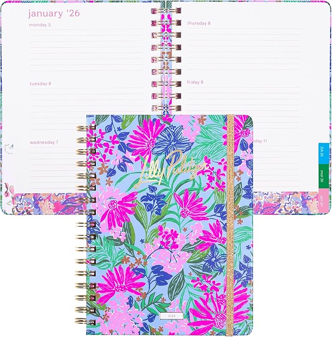 Lilly Pulitzer Large Monthly Planner January 2026 - December 2026, Monthly Agenda & Calendar, Stickers, Pockets, & Spiral Binding (Endless Summer)