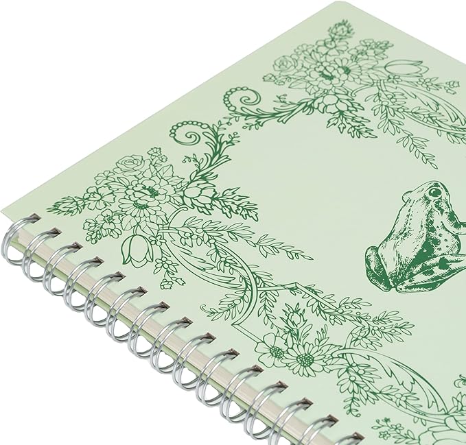 Pearhead Spiral Hardcover Notebook 8x10 – Frog Toile College-Ruled Writing Journal with 200 Lined Pages, Perforated Paper for School, Work & Notes