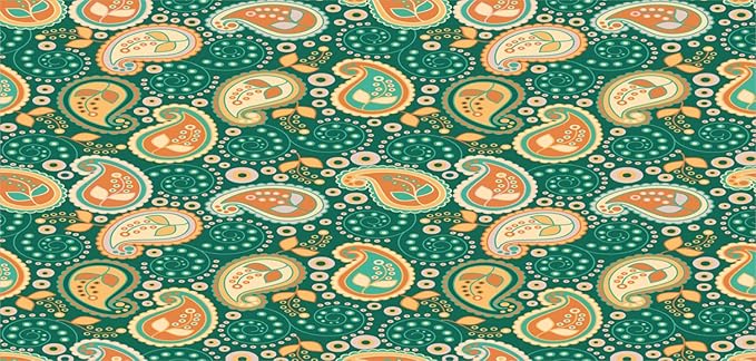 Ambesonne Ethnic Pencil Pen Holder, Paisley Leaves with Folkloric Features Floral Pattern, Printed Ceramic Pencil Pen Holder for Desk Office Accessory, Apricot Hunter Green