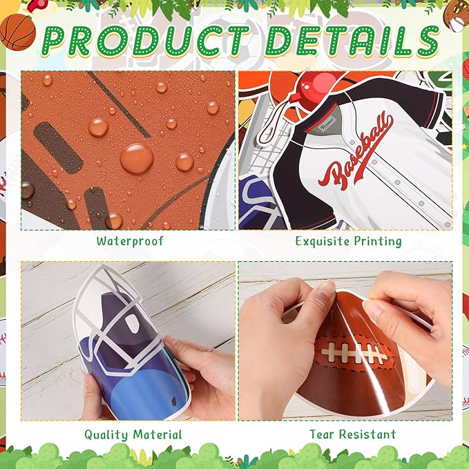 Pasimy Sports Bulletin Board Decorations Back to School Classroom Decor Basketball Soccer Football Baseball Cutouts Sports Bulletin Borders Motivational Decor for Summer Home Office Wall Door Supplies