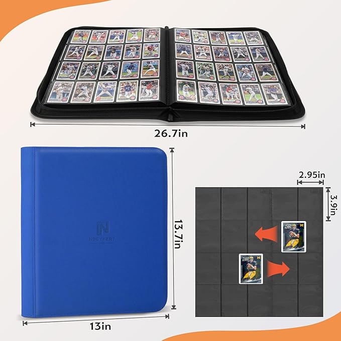 1280+ Cards 20 Pocket Card Binder Collector Card Album Trading Card Binder Ringless Trading Card Album Side Loading Compatible with TCG, Game & Sports Cards (Blue)