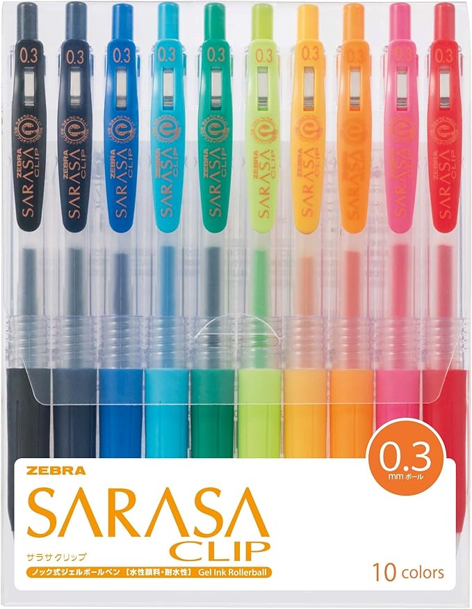 Zebra Sarasa Clip 0.3mm, 10 Color Set (JJH15-10CA)