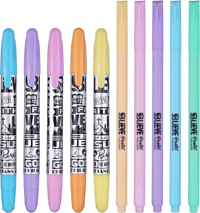 BLIEVE- Bible Highlighters No Bleed Through Assorted Colors, Cute Highlighter For Journaling Office Supplies And Accessories, Bible Highlighters And Pens No Bleed Chisel Tip (MUTED PASTEL)