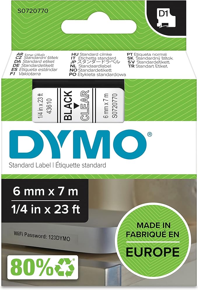 DYM43610 - Dymo D1 Standard Tape Cartridge for Dymo Label Makers