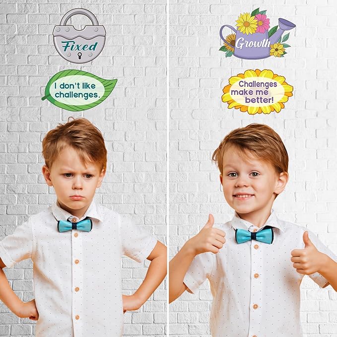 Tenare Mindset Posters Bulletin Board Set Motivational Change Your Mindset Posters Positive Sayings Inspirational Classroom Decoration for Teacher Students School(Flowers)