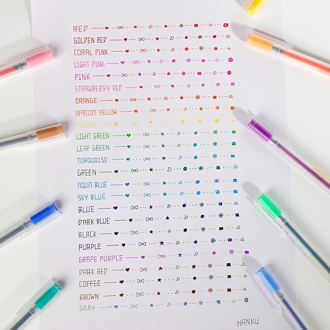 Fine Tip Colored Gel Pens, 28-Count 0.5mm Fine Point Pen, Smooth Writing Pens No Bleed Through, Ballpoint Planner Pen for Bible Journaling, Adult Coloring, Note Taking, Office School Supplies