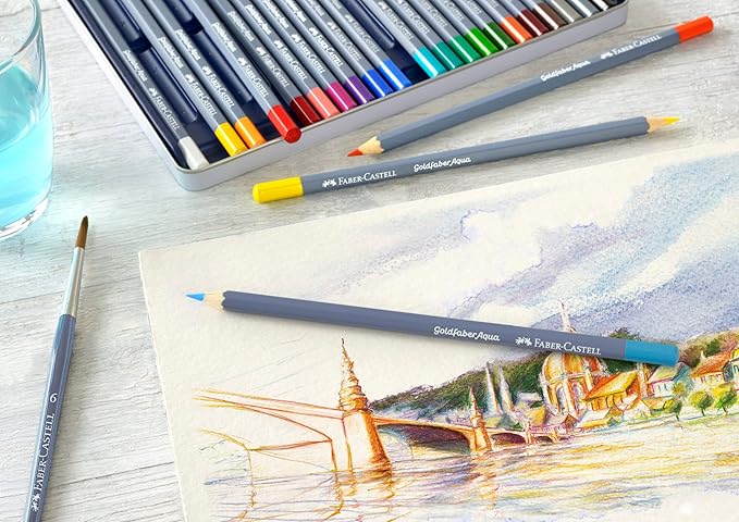 Faber-Castell Goldfaber Aqua Watercolor Pencils - Pre-Sharpened Water Colored Pencils (12 Count)