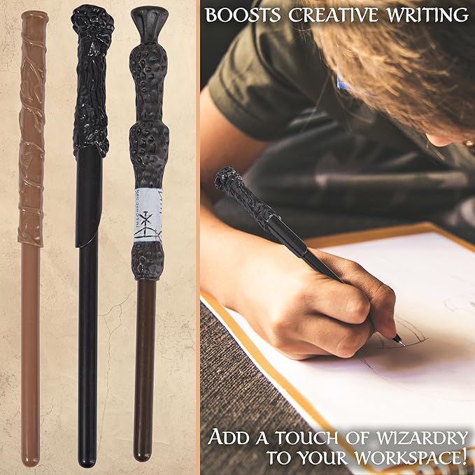 Harry Potter 3 Levitating Wand Pens Set with Magnetic Stand, Collectible Wands, Cool Desk Decor for Office School Uni, Gifts for Kids and Adults (Multi 3 Pcs)