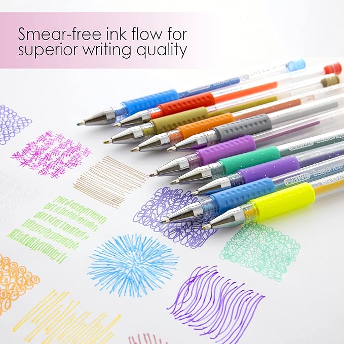 BAZIC Products Scented Glitter Neon Metallic Gel Pen, 24 Color Smooth Writing for Drawing Coloring Greeting Card Art Christmas Gift (24/Pack), 12-Pack