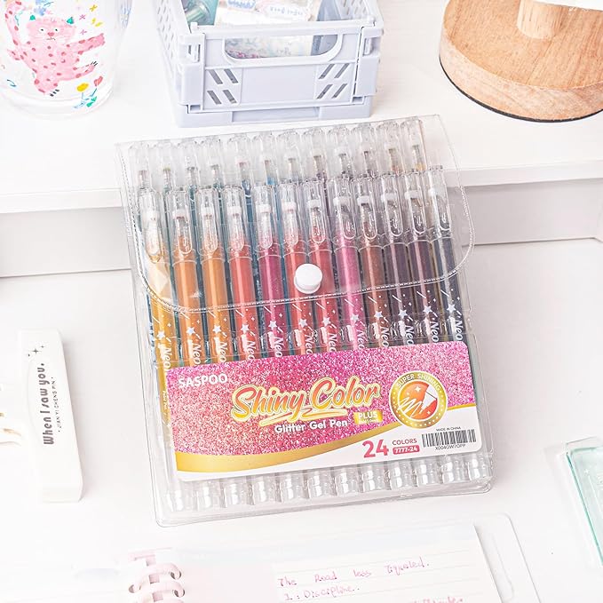 glitter gel pen 36 Colors,Metallic Vibrant Sparkle gel pens for coloring,glitter pens for adults,colored gel pens for Adult Coloring Books and Drawing (24)