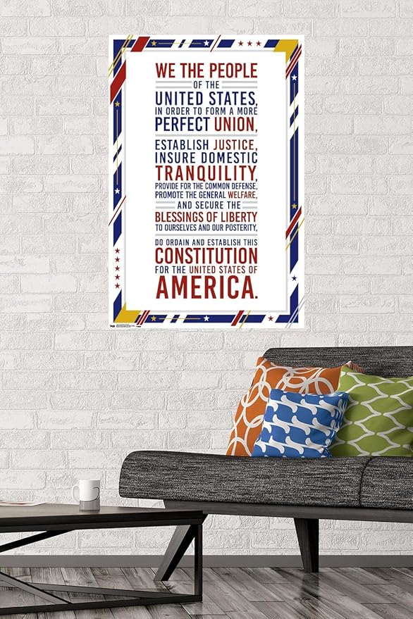 Trends International The United States Of America - Constitution Preamble Wall Poster, 22.375" x 34", Poster & Mount Bundle