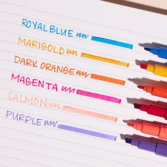 Erin Condren Dual Tip Markers, Colorful and Versatile Marker Set for Journals, Planners, and Note-Taking, Includes Fine Tip and Medium Tip, Planning Inspiration, Set of 6
