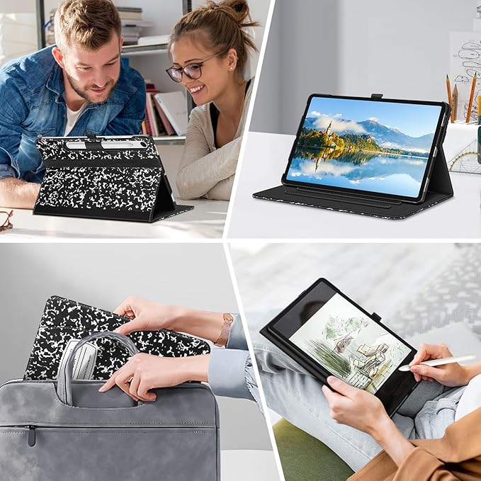Fintie Case for Samsung Galaxy Tab S10 Lite/ S10 FE/ S9 FE 5G 10.9 Inch/Tab S9 11 Inch with S Pen Holder, Multi-Angle Viewing Protective Cover with Pocket, Auto Sleep/Wake, Composition Book