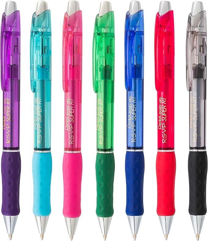 Pentel RSVP Super RT Ballpoint Pen, (1.0mm) Medium Line, Violet Ink, Pack of 2 (BX480BP2V)