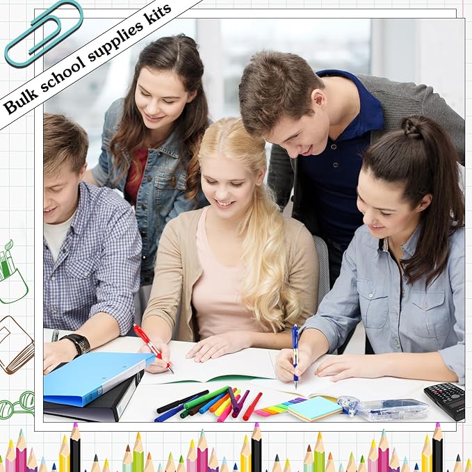 81 Pcs School Supply Kit with Backpack Back to School Supplies Bundle Bulk School Essentials for Elementary Middle High School Students Includes Folders Notebooks Pencils and More(Light Blue)