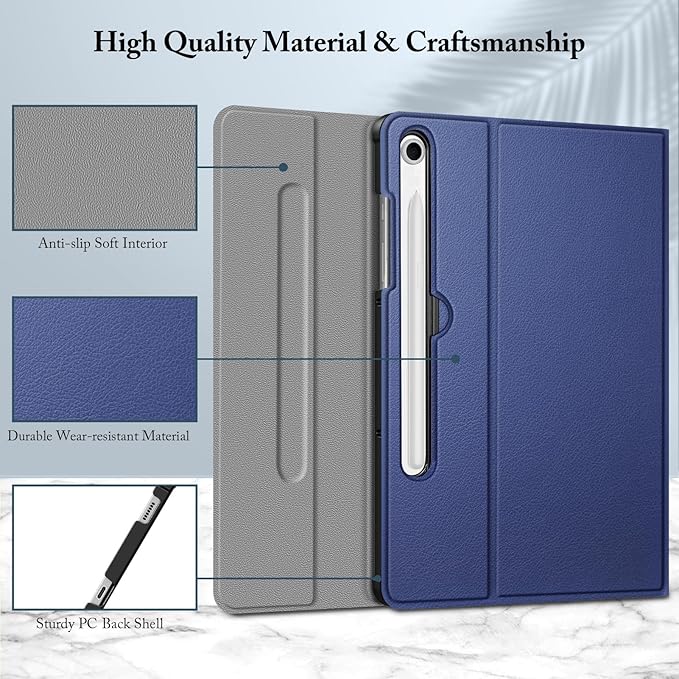 FINTIE Keyboard Case for Samsung Galaxy Tab S10 Lite/ S10 FE/ S9 FE 5G 10.9 Inch/Tab S9 11 Inch with S Pen Holder, Slim Stand Cover Detachable Wireless Bluetooth Keyboard, Navy