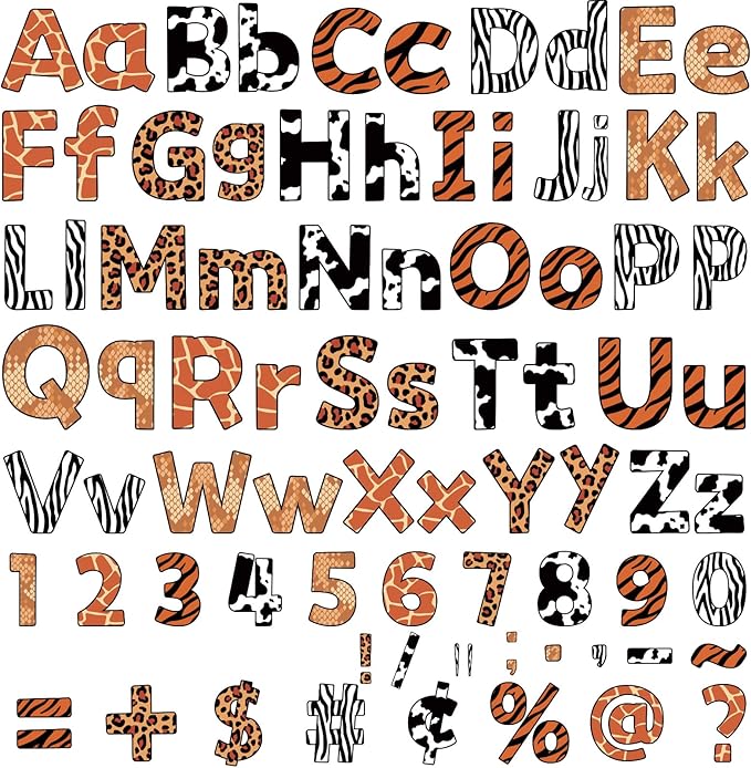 266 Pcs Letters Combo Pack Set Bulletin Board Letters Animal Prints Letters and Number Accents Bulletin Board Display Home School Decor