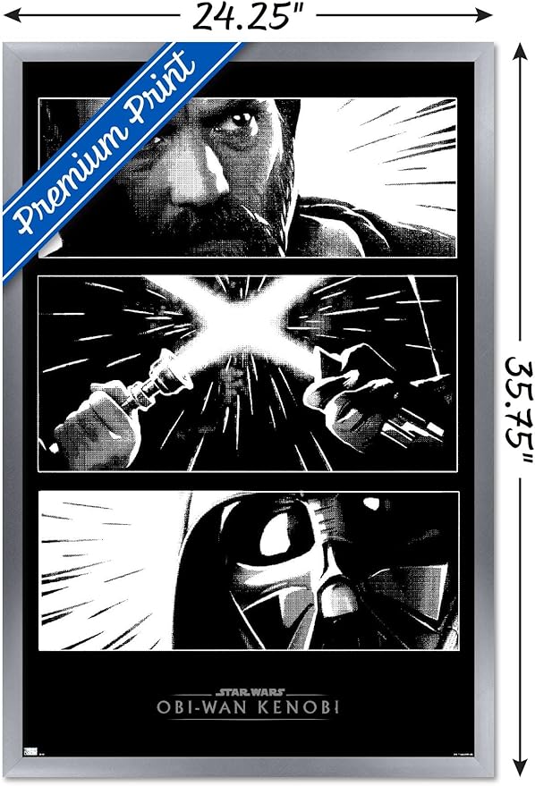 Trends International Star Wars: Obi-Wan Kenobi - Panels Wall Poster, 22.375" x 34", Silver Framed Version
