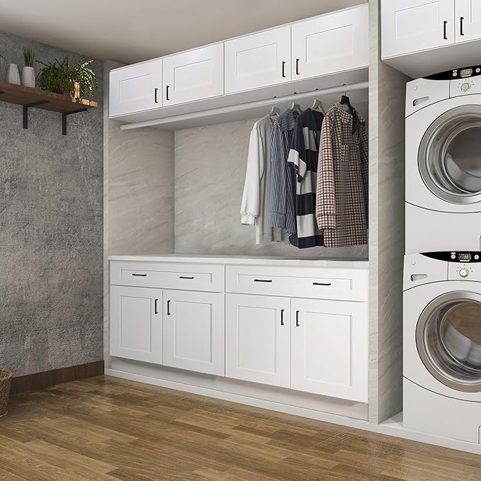 Design House Brookings Shaker Fully Assembled Wall Kitchen Cabinet W3624, 36 W x 12 D x 24 H, Painted White, Solid Wood, Design House, 613414