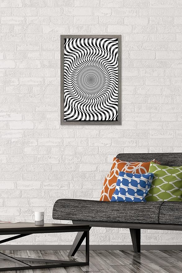 Trends International Zebra Stripe Optical Illusion Wall Poster, 14.725" x 22.375", Barnwood Framed Version