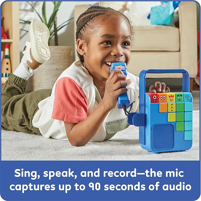 hand2mind Numberblocks Sing and Record Music Player, Kids Karaoke Microphone, Musical Toys, Toddler Boombox, Counting Toys, Preschool Math Learning Activities, Numbers for Toddlers, Birthday Gifts