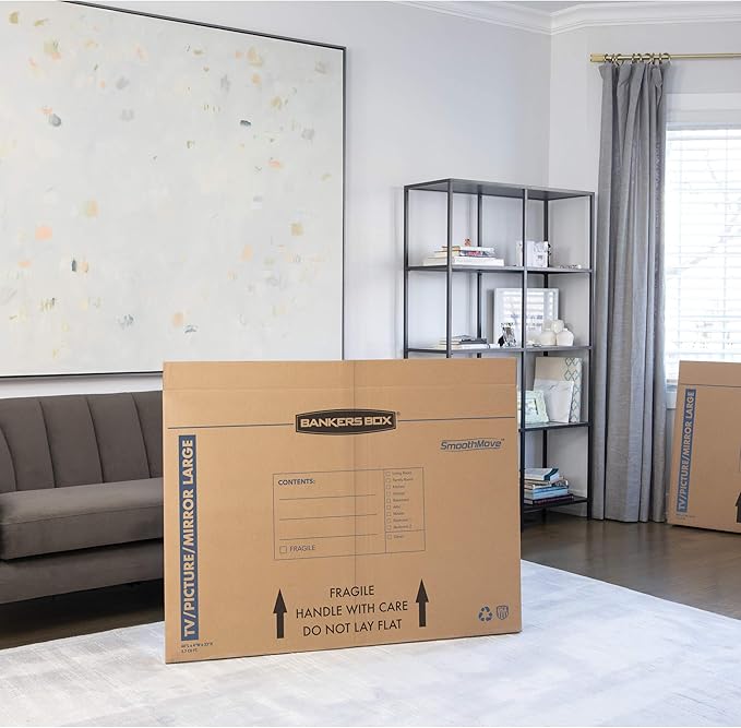 Bankers Box Large - up to 55" TV/Picture/Mirror - Moving Box 4 Pack, 48-in x 4-in x 33-in (7711301)