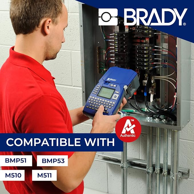 Brady Authentic (M5-01-425-FT) Wire and Cable Flag Polypropylene Labels 1.575" H x 1.181" W Black on White, 200 Labels. for use with The BMP51 and M511 Label Printers