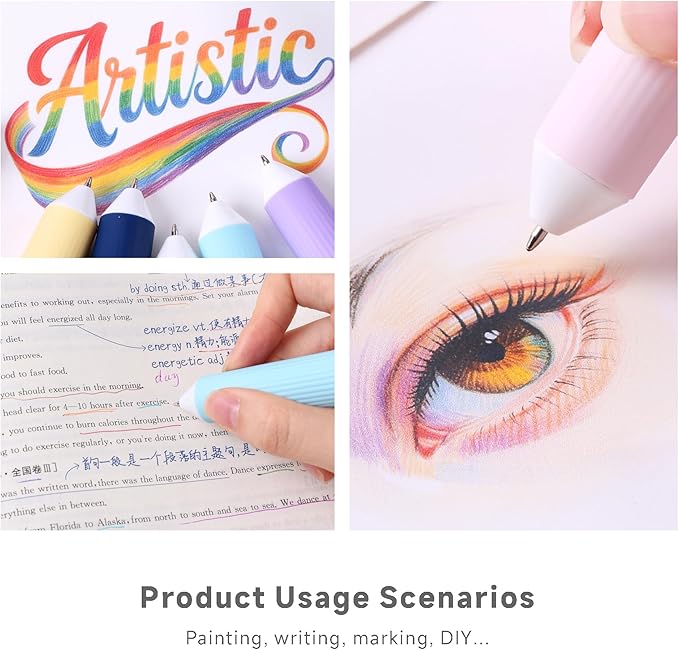 60 Colors Multicolor Pen, 6PCS 10-in-1 Multicolor Ballpoint Pen Set, 0.8mm Tip Retractable Colored Pens for Drawing and Writing, School Office Art Supplies