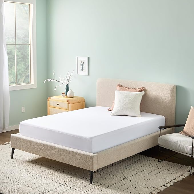 Linenspa 5-Sided Waterproof Mattress Protector – Breathable, Fitted Sheet Style, Machine Washable – California King Size Mattress Protector, White
