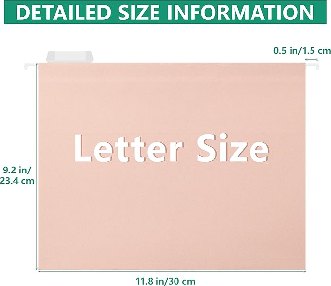 Peachy-Pink Hanging File Folders,Letter Size,1/5-Cut Adjustable Tabs,6 Per Box,-1/5 Tabs