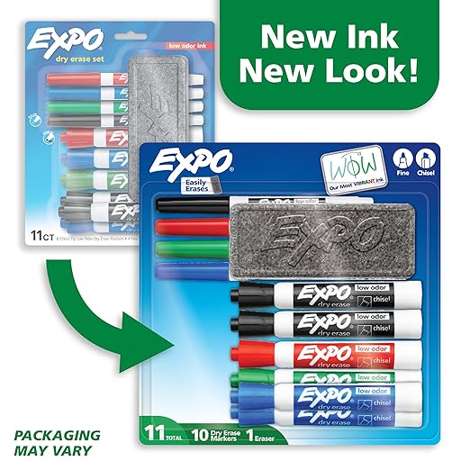 EXPO Dry Erase Markers Set Mixed Tip White Board Markers with White Board Eraser Assorted Colors 11 Count