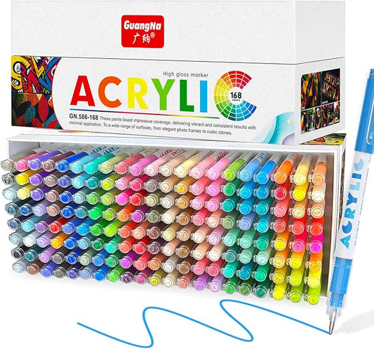 Guangna Acrylic Gel Pens 168 Color, Colored Pens for Journaling, Coloring Books, Calligraphy, Note Taking & DIY Crafts, RollerBall Pen Tip