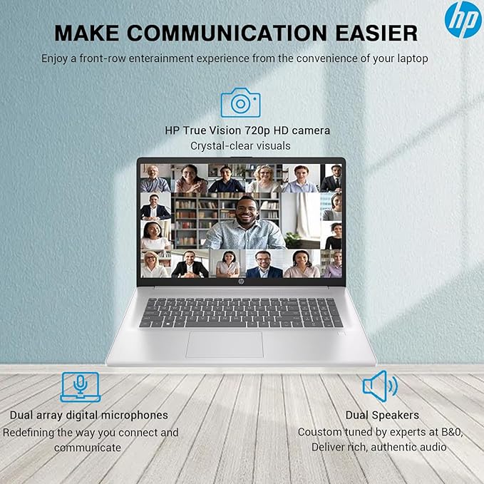 HP 17 Touchscreen Laptop Computer, 17.3” HD+ Touch Screen Laptop Notebook PC, Intel 10-Core i7, 64GB RAM 1TB SSD, Windows 11 Pro, 10 Key Backlit Keyboard, Fingerprint Reader, Wi-Fi 6