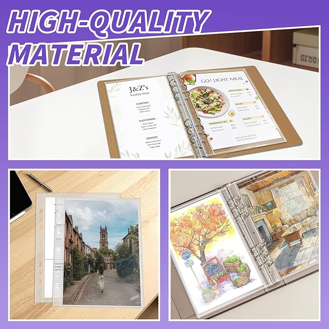 200 Pack 5.5x8.5 Inch Sheet Protectors for 3 or 6 Ring A5 Binder, Half Letter Size 7 Holes Mini Heavy-Duty Sheet Protector Sleeves Crystal Clear Playbill Binder Pockets