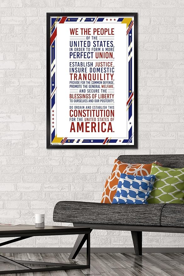 Trends International The United States Of America - Constitution Preamble Wall Poster, 22.375" x 34", Black Framed Version