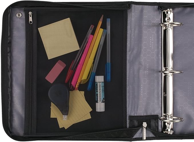 Five Star Sewn Zipper Binder, Fabric, 2 Inch 3 Ring Binder With 4 Inch Capacity, Assorted Colors, Color Selected For You, 1 Count (Pack of 1)