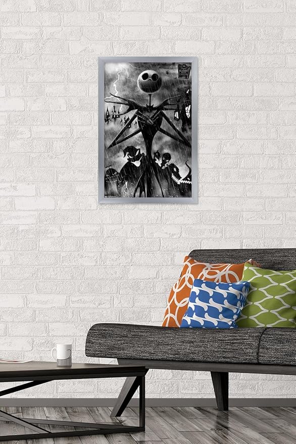 Trends International Disney Tim Burton's The Nightmare Before Christmas - Shadows Wall Poster, 22.4L x 14.7W, Silver Framed Version