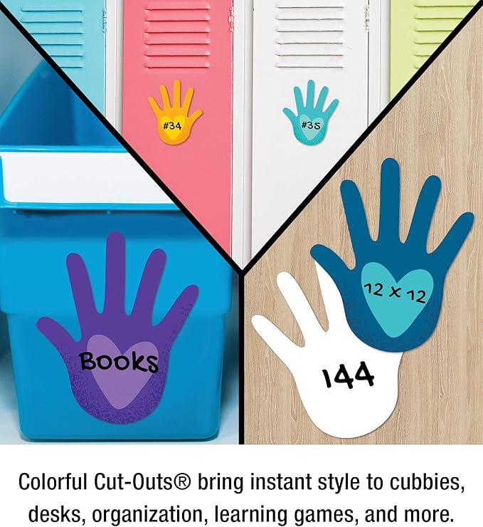 Carson Dellosa One World 36-Piece Hands With Heart Cutouts, Bright and Colorful Handprints for Bulletin Board, Back to School Decorations, and Classroom Decor