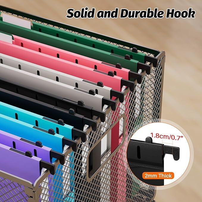 Hanging File Folders Letter Size, 12 Pack File Folders Hanging with Tabs, File Cabinet Folder, 1 Inch Plastic Filing Folders Hanging Expandable for Bulk Files/Medical Charts, Assorted Colors