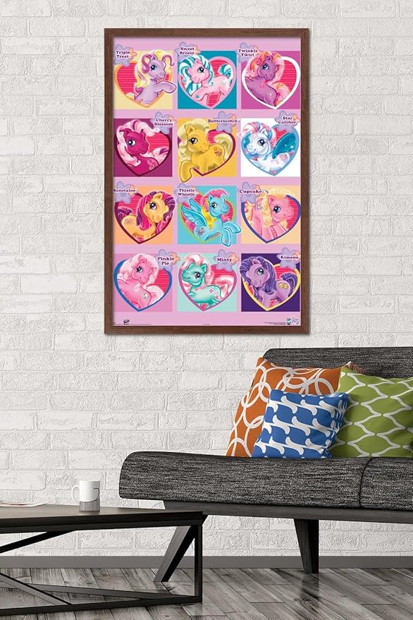 Trends International Hasbro My Little Pony - Chart Wall Poster, 22.375" x 34", Mahogany Framed Version