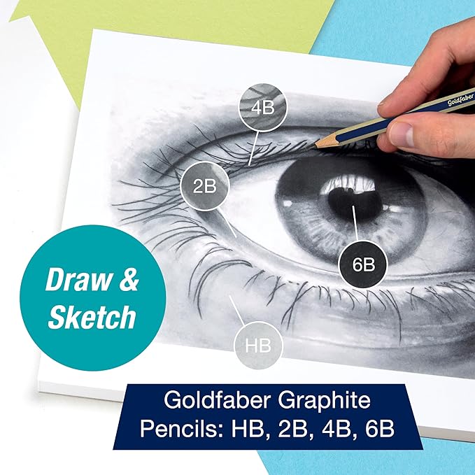 Faber-Castell Try It Box: Dry Mediums, 26 Piece Sketching Coloring Art Set with Colored Pencils, Graphite Pencils, Pastels, Pitt Artist Pen and Art Tools