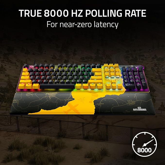 Razer Huntsman V2 Optical Gaming Keyboard: Fastest Linear Optical Switches w/Quick Keystrokes & 8000Hz Polling Rate - Doubleshot PBT Keycaps - Dedicated Media Keys & Dial - PUBG: Battleground Edition