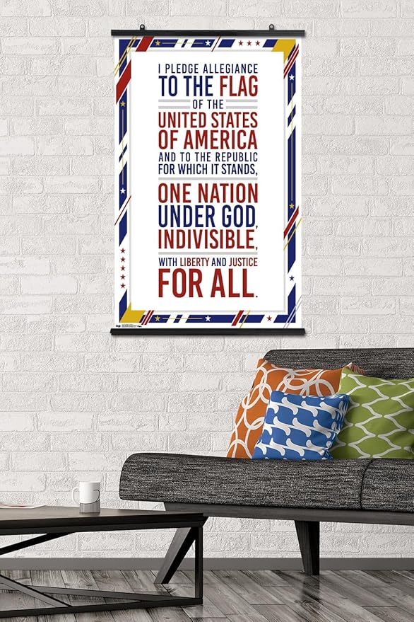 Trends International The United States Of America - Pledge Of Allegiance Wall Poster, 22.375" x 34", Premium Poster & Clip Bundle