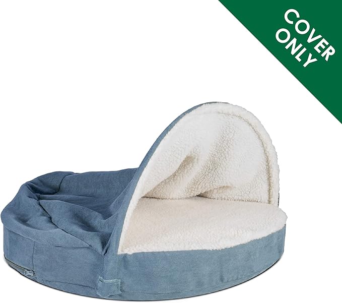 Furhaven Replacement Dog Bed Cover Sherpa & Suede Snuggery, Machine Washable - Blue, 44-inch